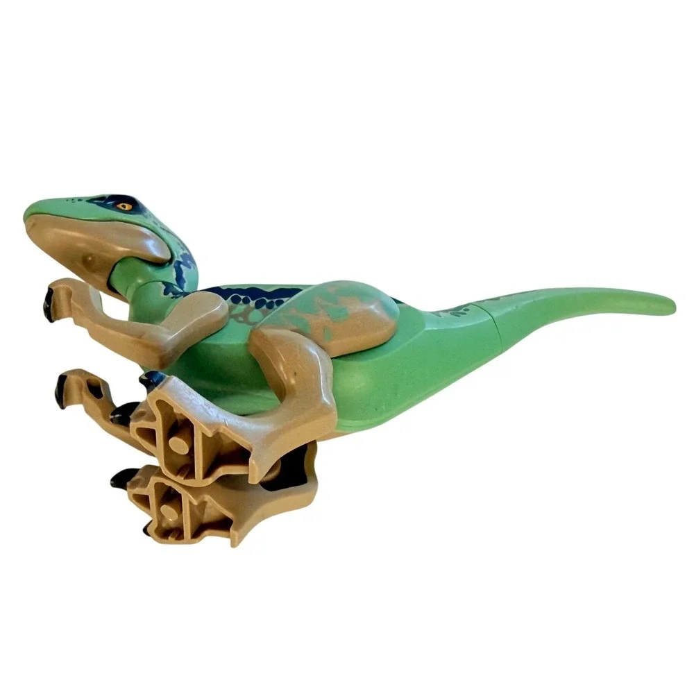 LEGO Jurassic World Velociraptor Dinosaur Figure/Green with Blue Stripes (75917)